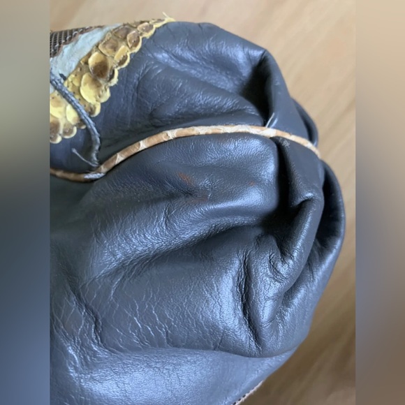 Carlo Fiori of Italy Leather Snakeskin Purse Shoulder Bag Handbag Gray Green Tan - Picture 15 of 16